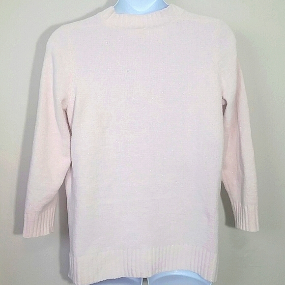 Blush Pink Velour Sparkle V Neck Sweater Plus Size 1X Cozy Glam Soft Balletcore - Picture 2 of 3